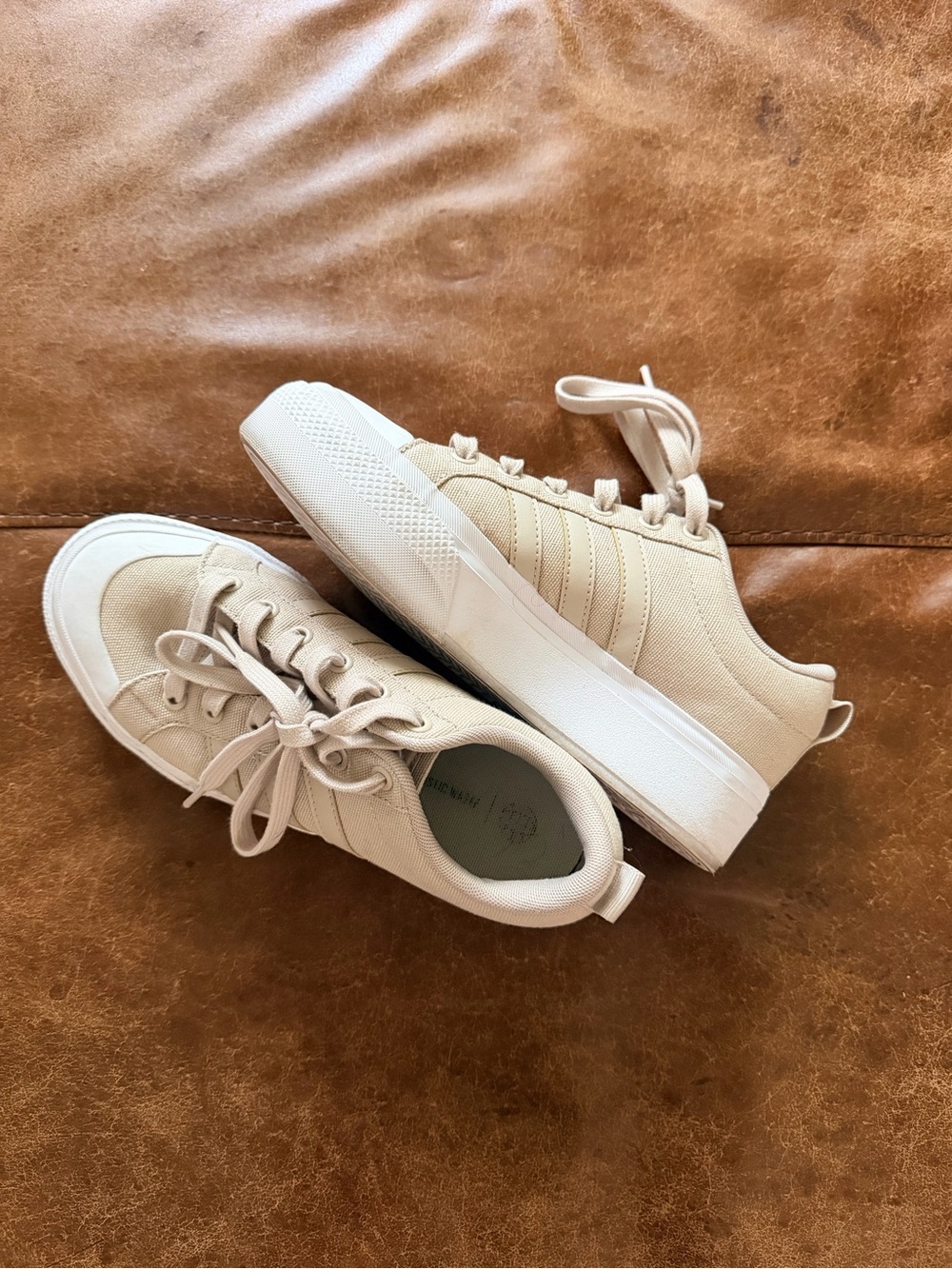 Adidas Beige Canvas Platform Sneakers